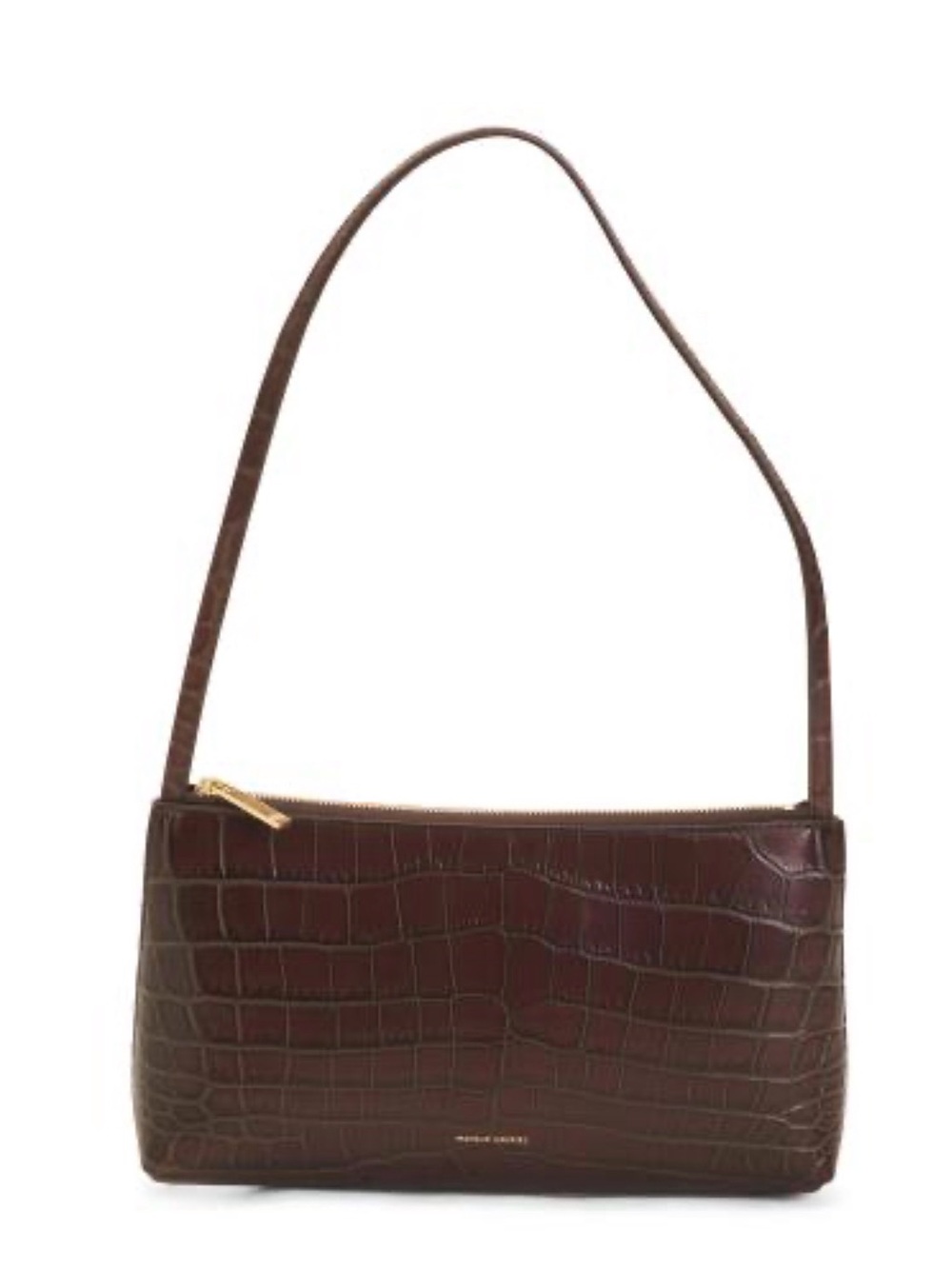 Mansur Gavriel Croc-Embossed Shoulder Bag in Dark Brown